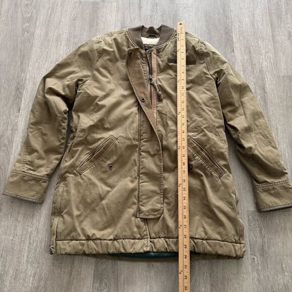 ABERCROMBIE & FITCH Sherpa-Lined Twill Jacket Zip Olive khaki women’s size small - Picture 3 of 7